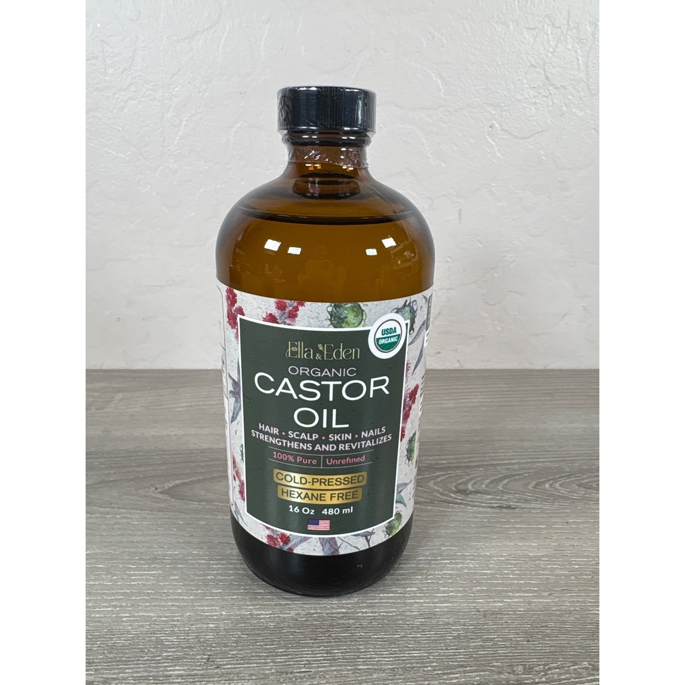 Ella & Eden Organic Castor Oil 16oz Cold Pressed Hexane Free Hair Skin Nails